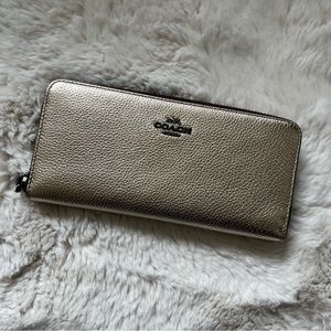 Coach Accordian Metallic Zip Wallet